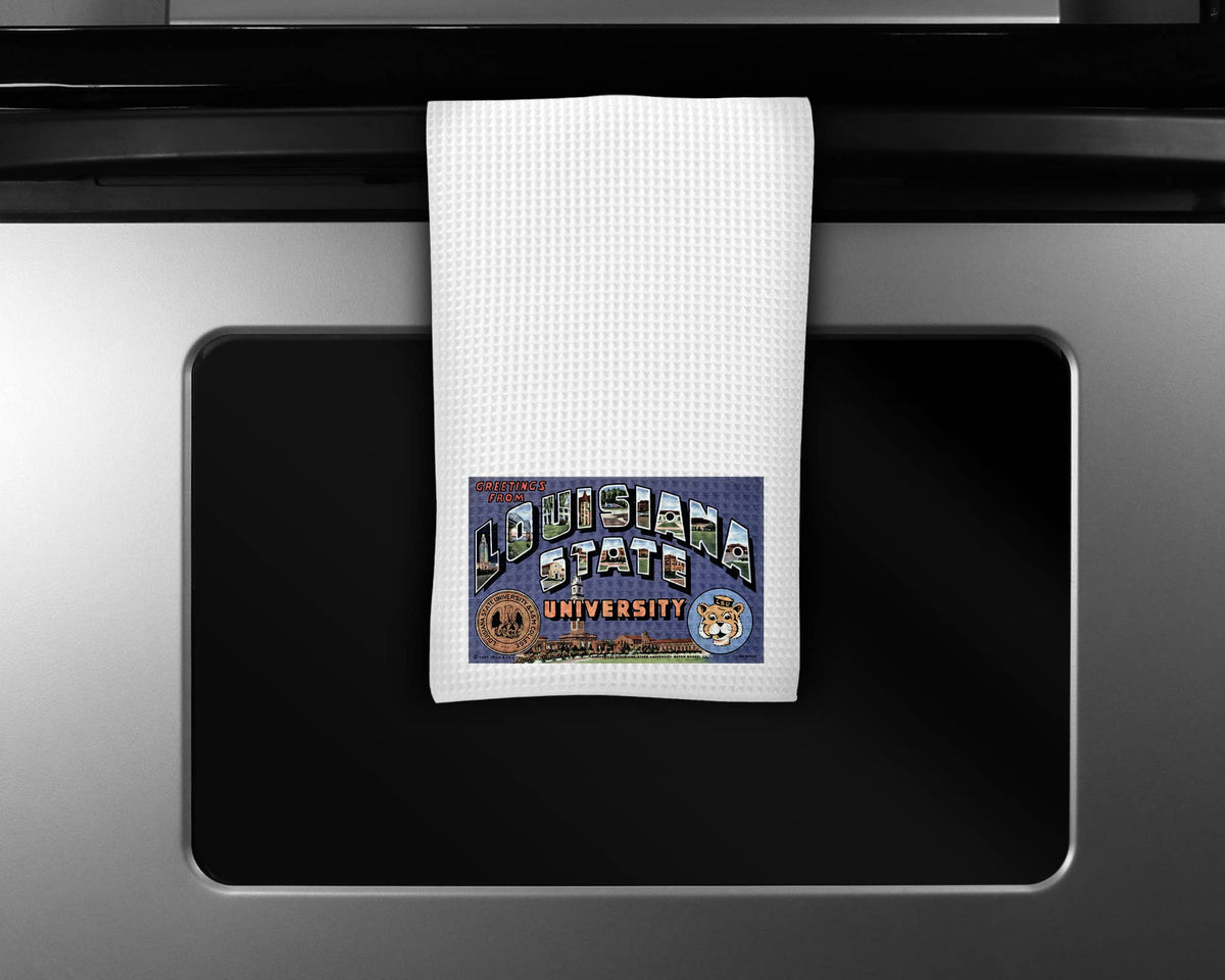 Louisiana State University LSU map tea towel