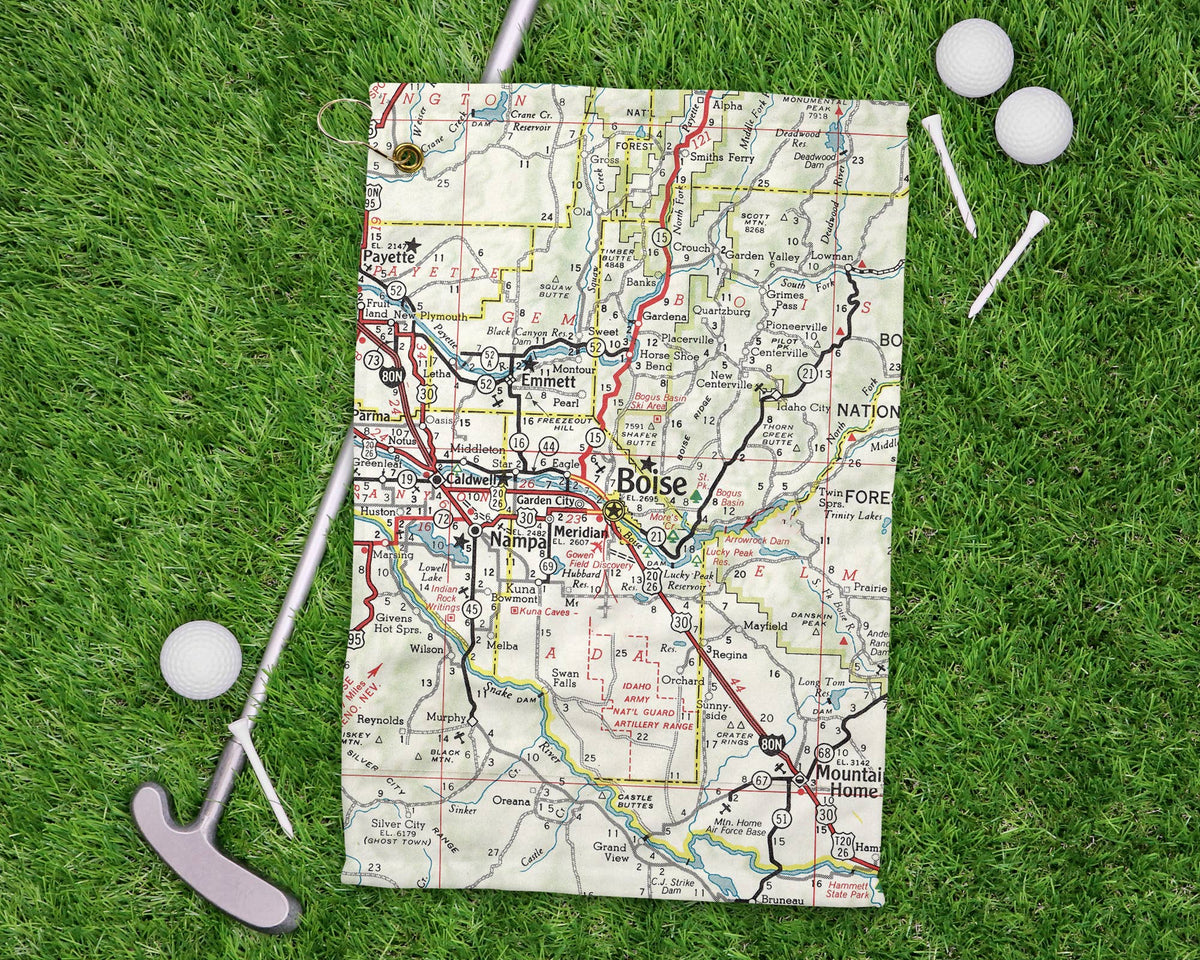Boise Idaho vintage map golf towel