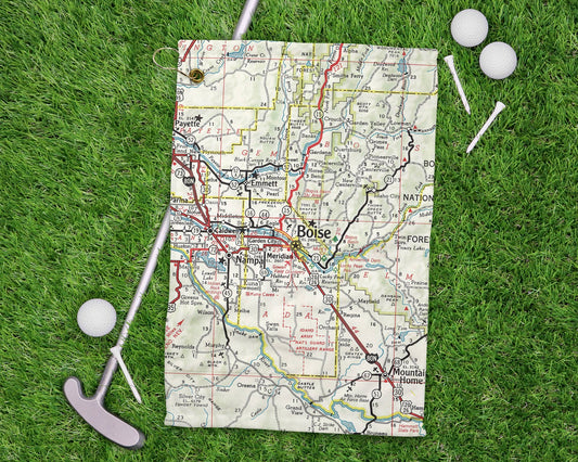 Boise Idaho vintage map golf towel