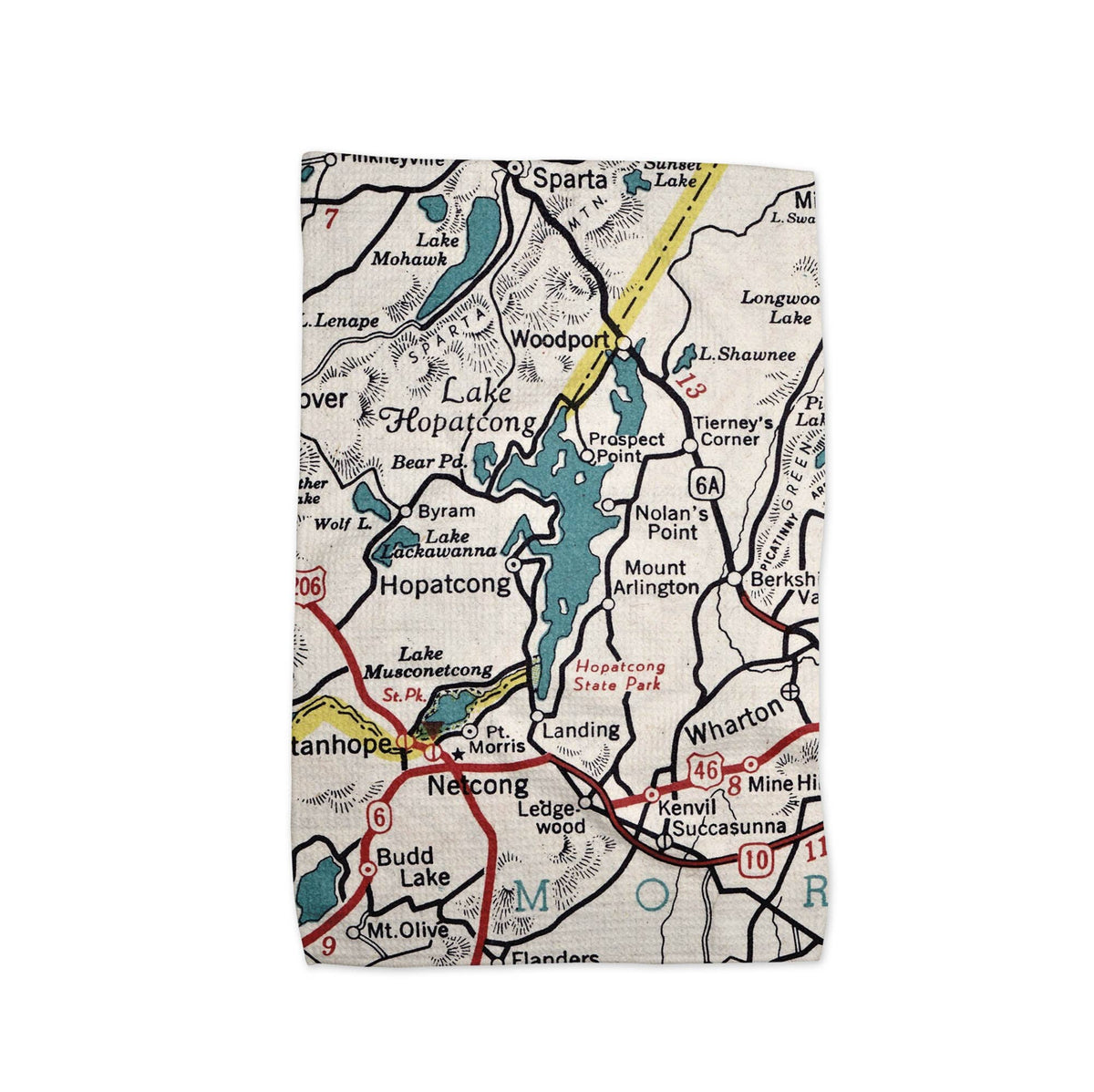 Lake Hopatcong New Jersey map tea towel