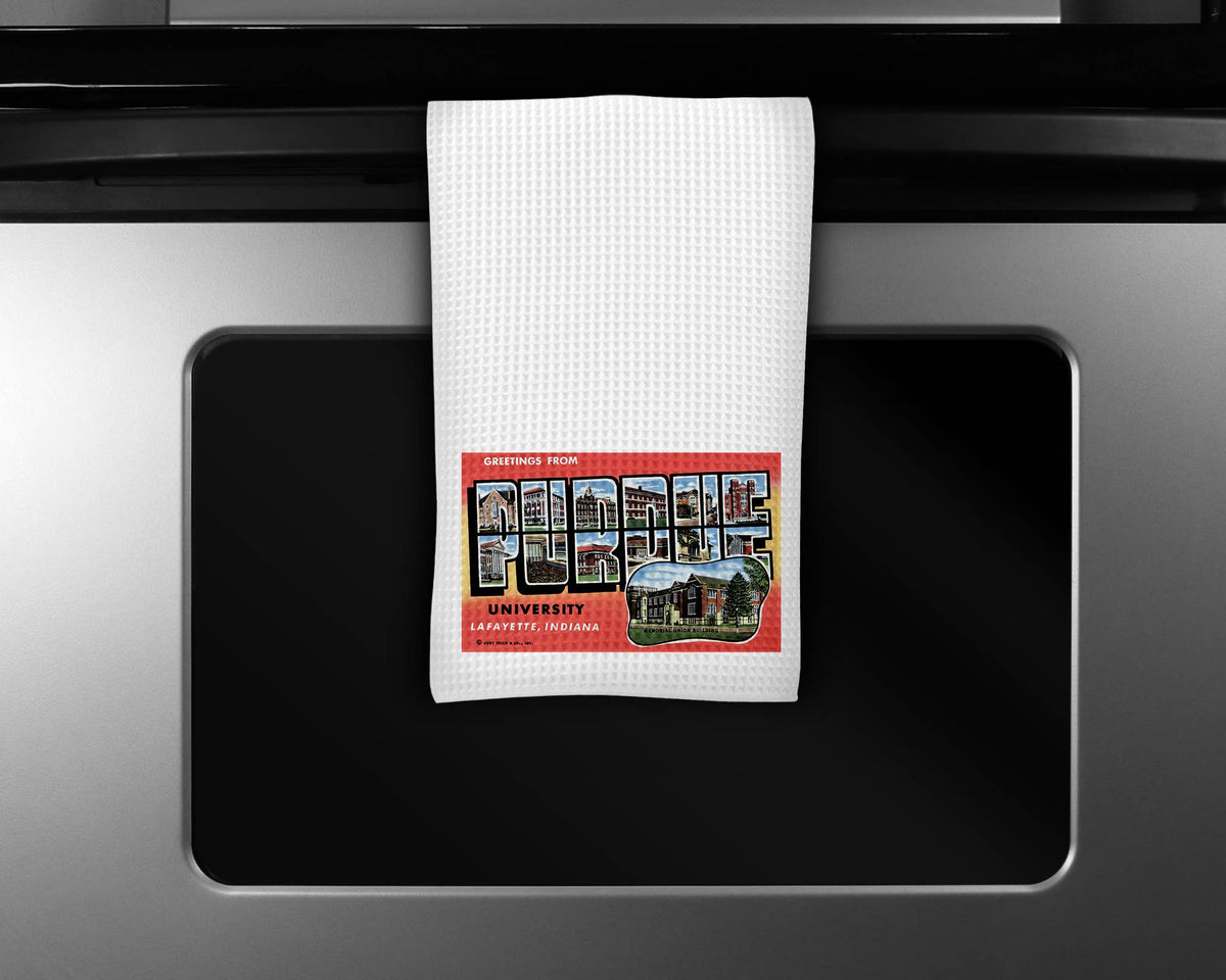 Purdue University Indiana map tea towel