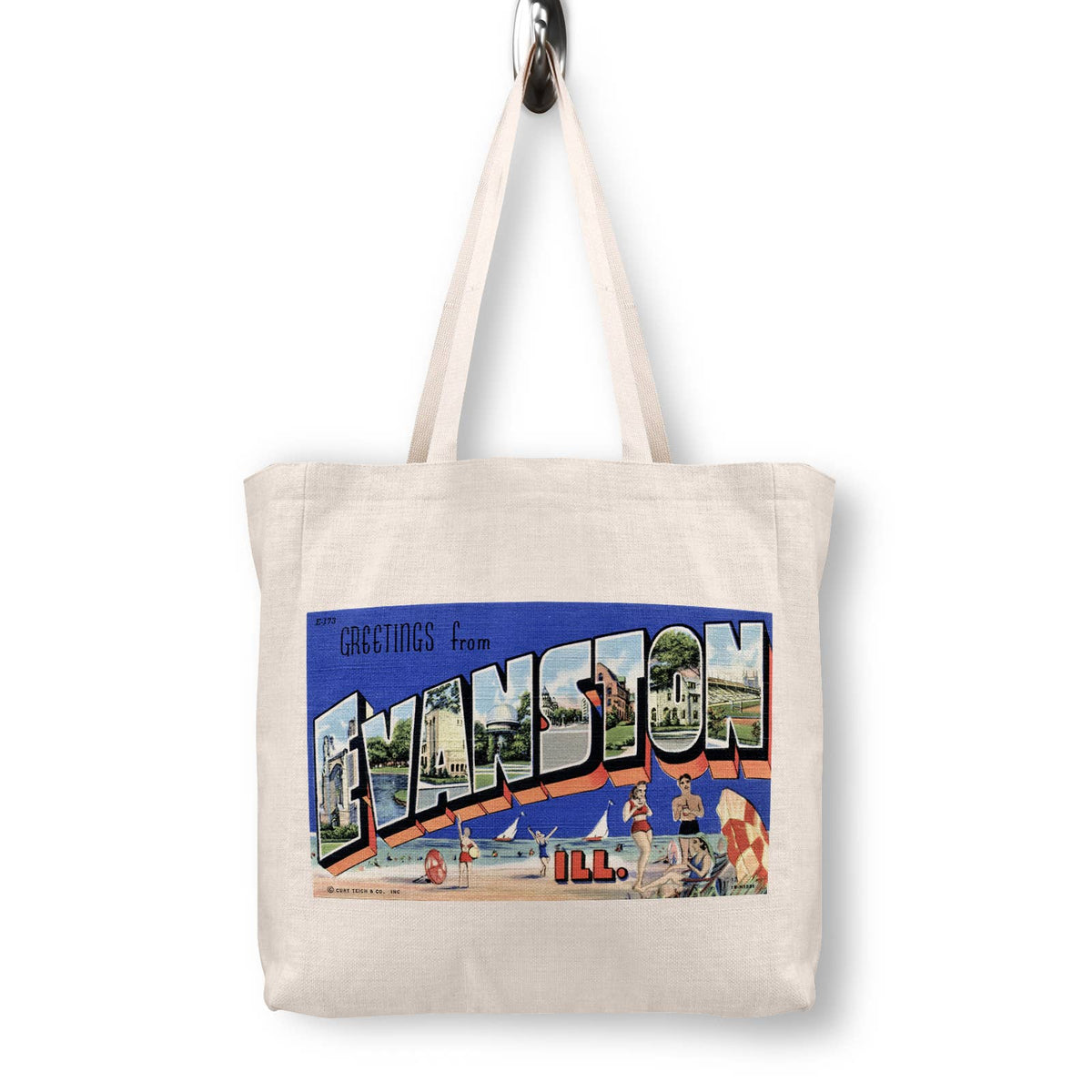 Evanston Illinois Vintage Postcard Canvas Tote Bag