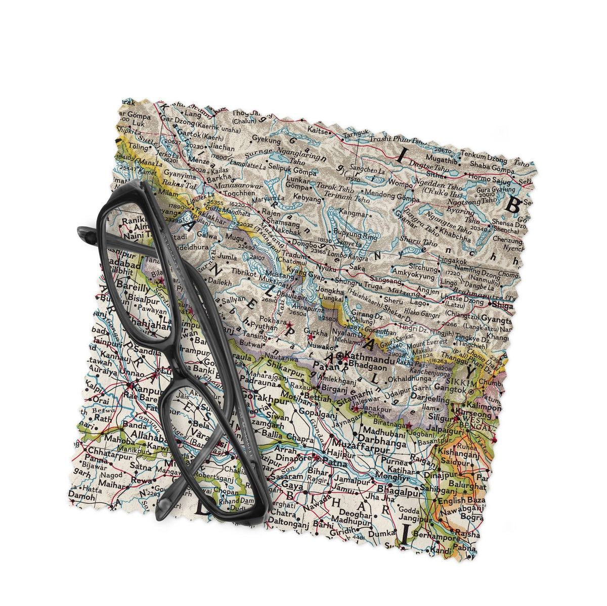 Nepal vintage map lens cloth