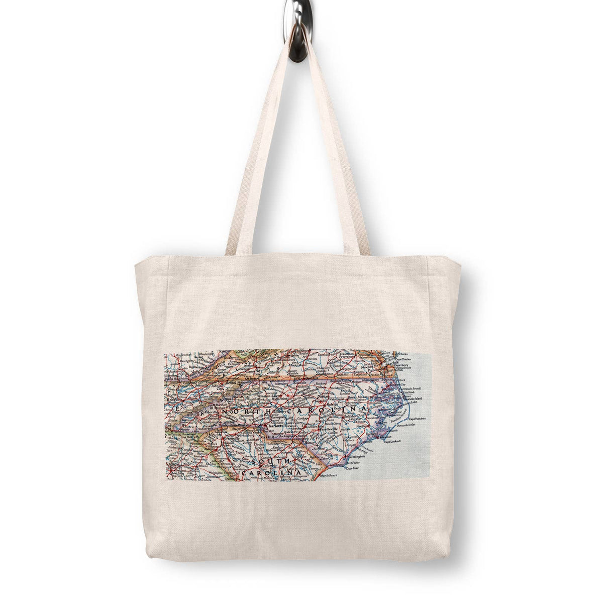 North Carolina Vintage Map Canvas Tote Bag