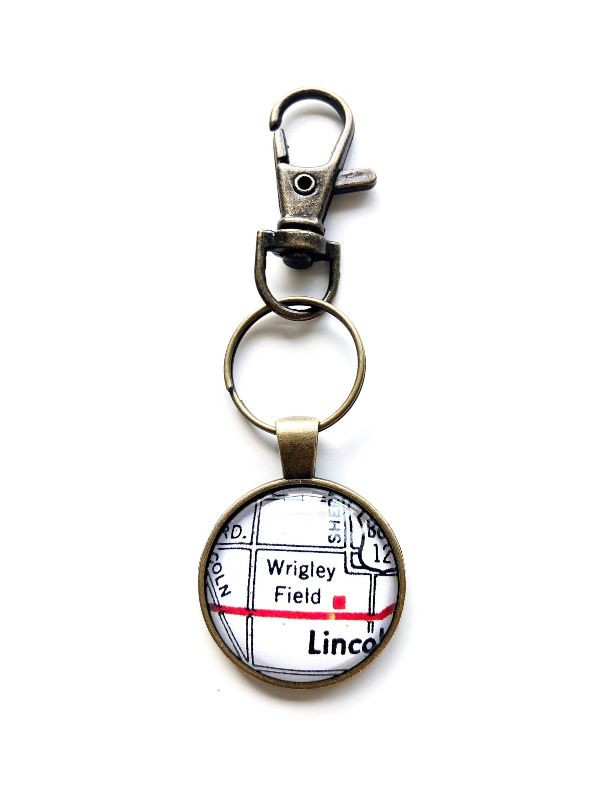 Wrigley Field Chicago vintage map keychain