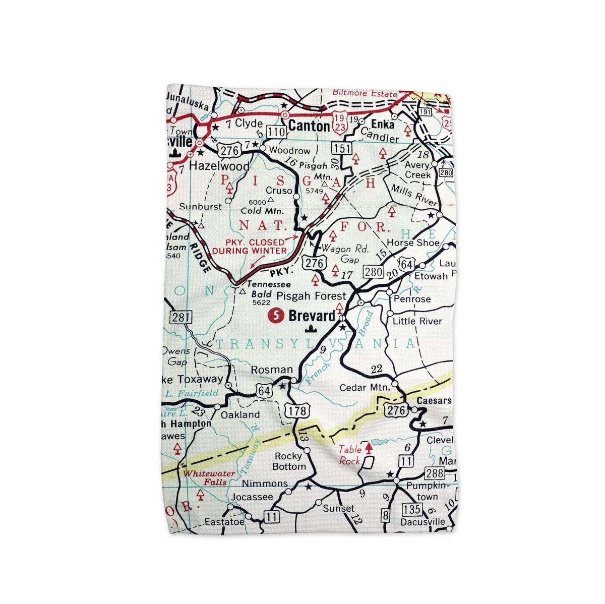Brevard North Carolina map tea towel