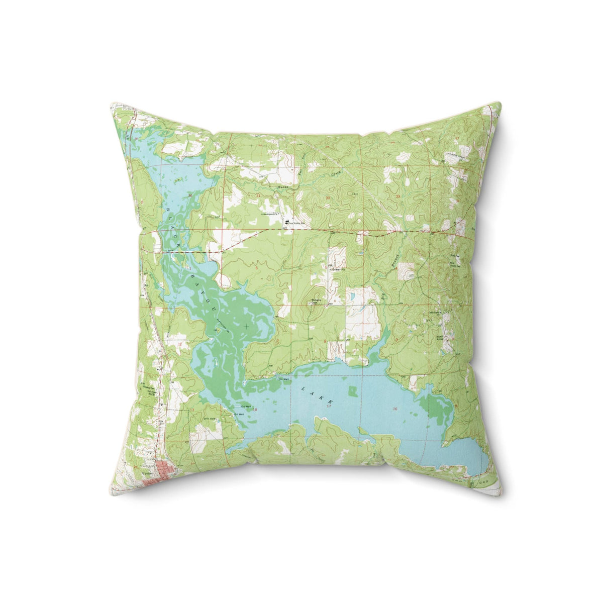 Black Bayou Lake Louisiana vintage map throw pillow