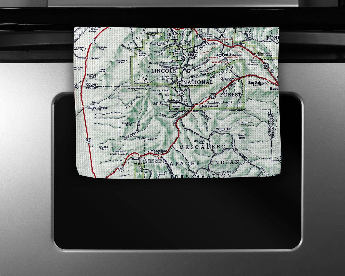 Ruidoso New Mexico map tea towel