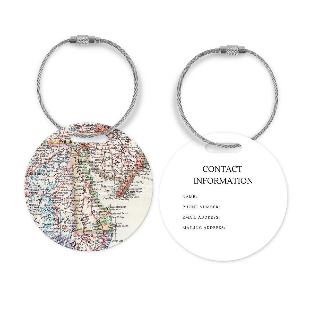 Delaware Map Luggage Tag