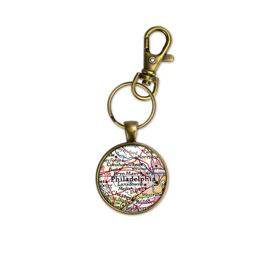 Philadelphia Pennsylvania vintage map keychain