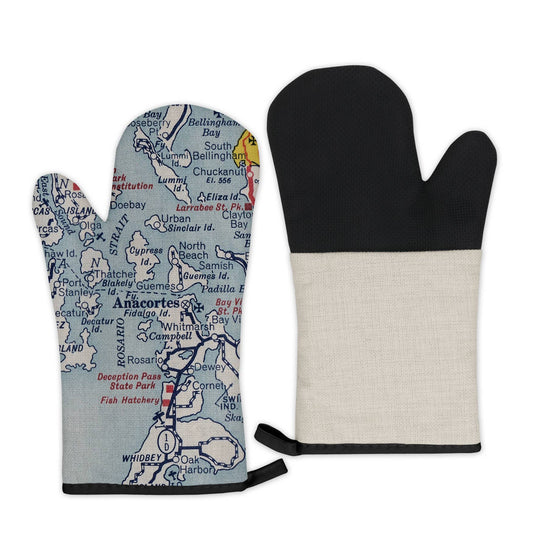 Anacortes Washington vintage map oven mitt