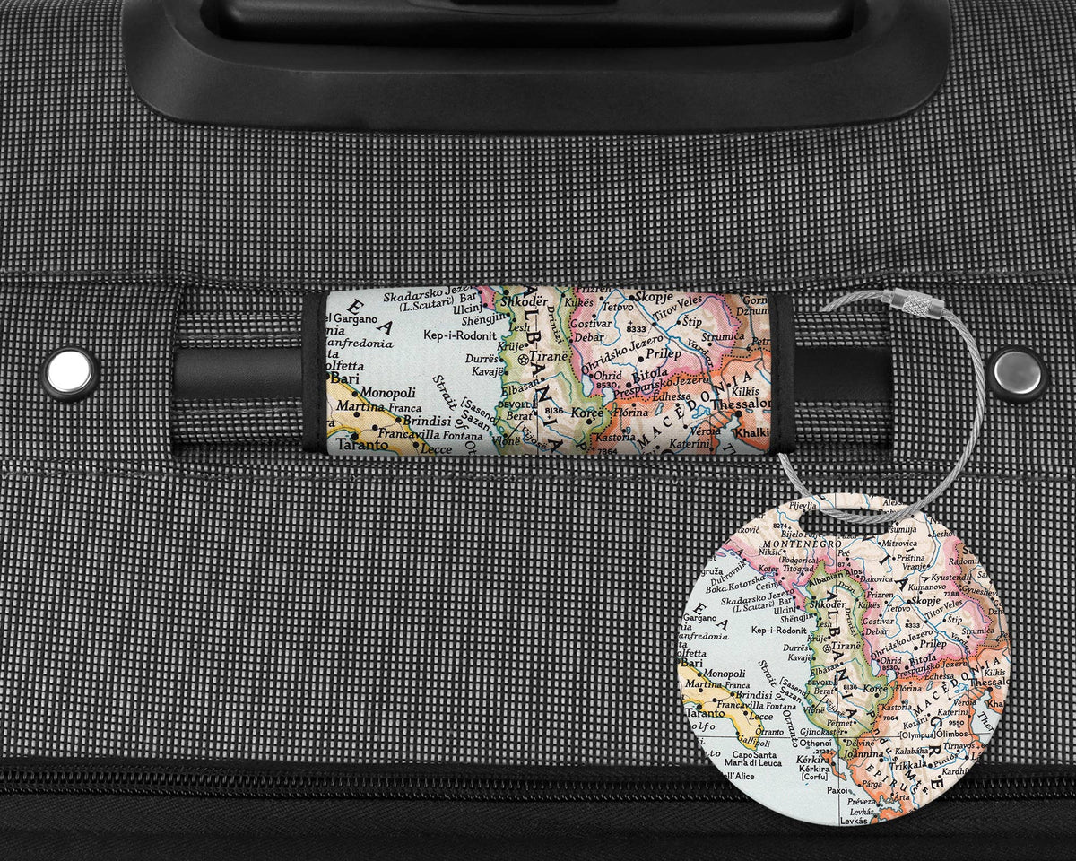 Albania Map Luggage Tag and Handle Wrap