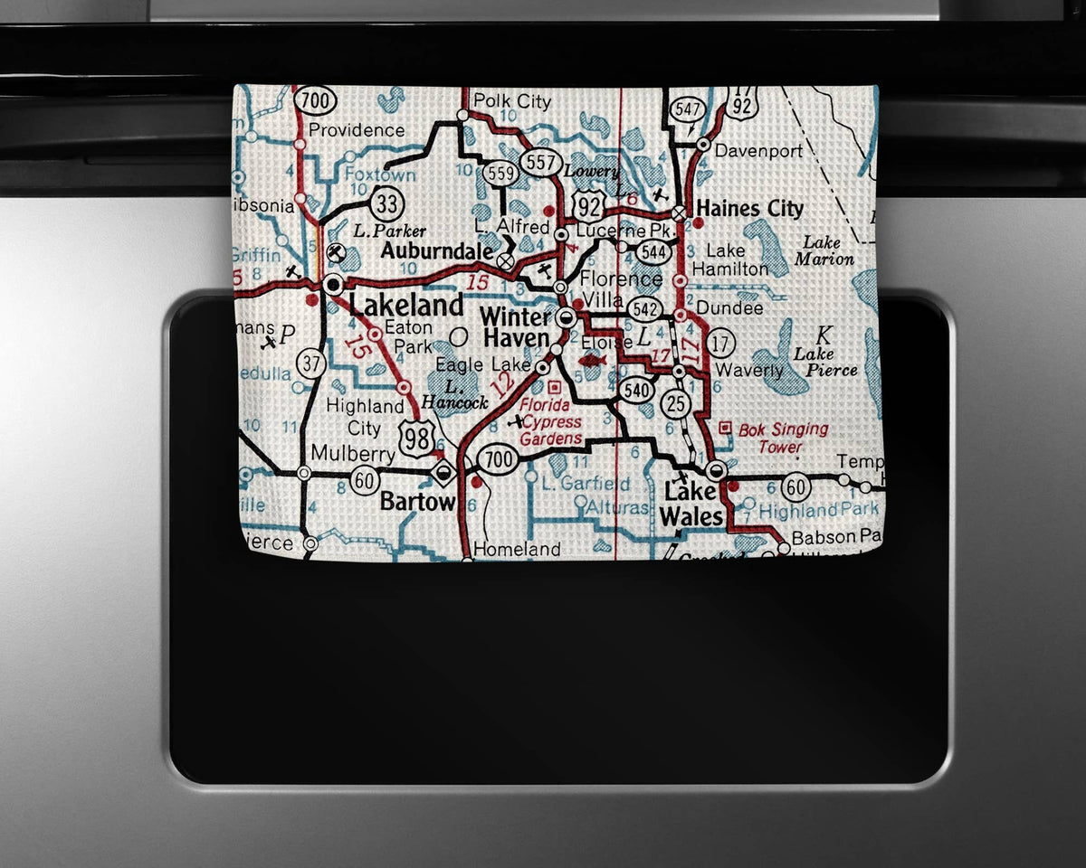 Winter Haven Florida map tea towel
