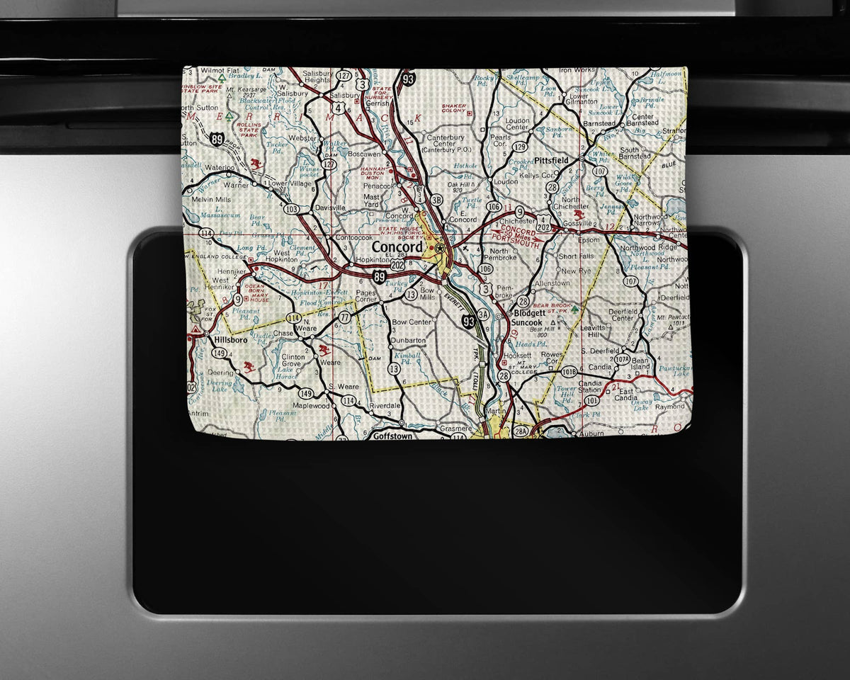 Concord New Hampshire map tea towel