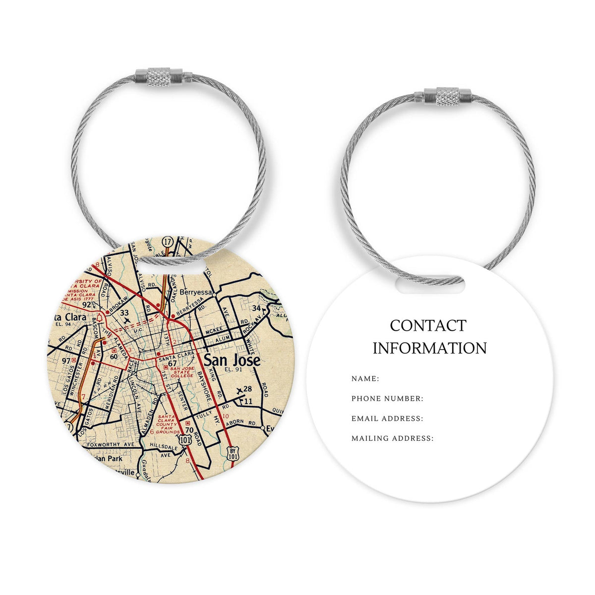 San Jose California Map Luggage Tag and Handle Wrap view 2