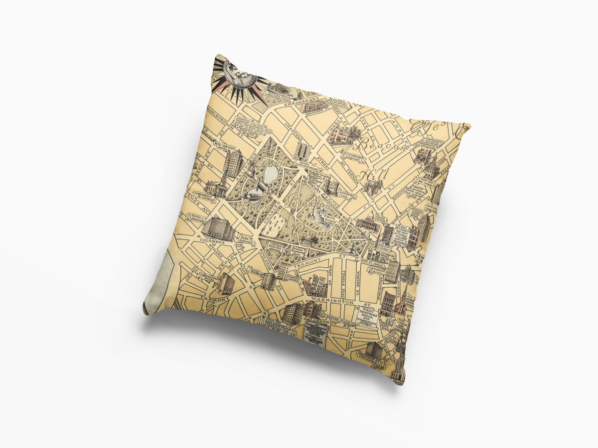 Boston Common vintage map throw pillow
