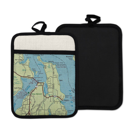 Port Gamble Washington vintage map hot pad