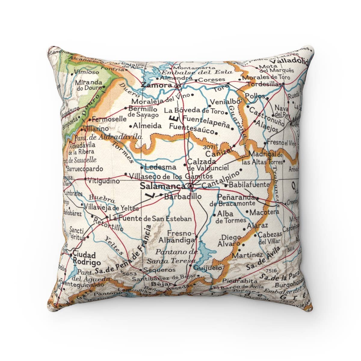 Salamanca Spain vintage map throw pillow
