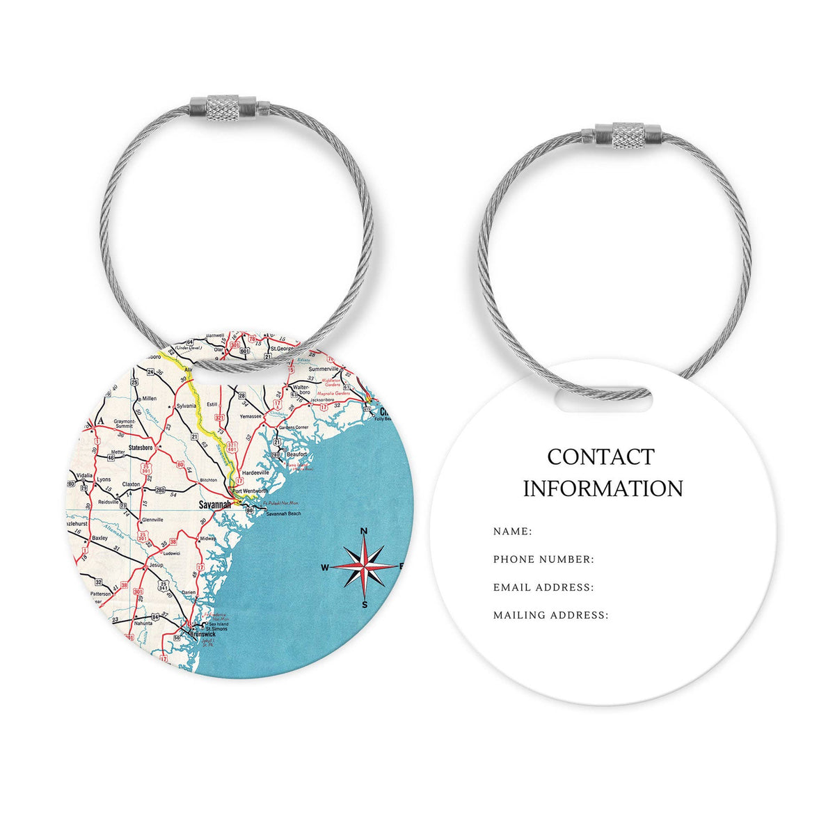 Savannah Georgia Map Luggage Tag