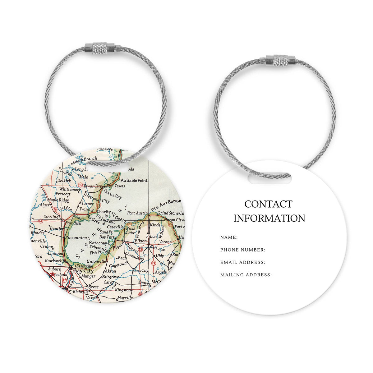 Saginaw Bay Michigan Map Luggage Tag