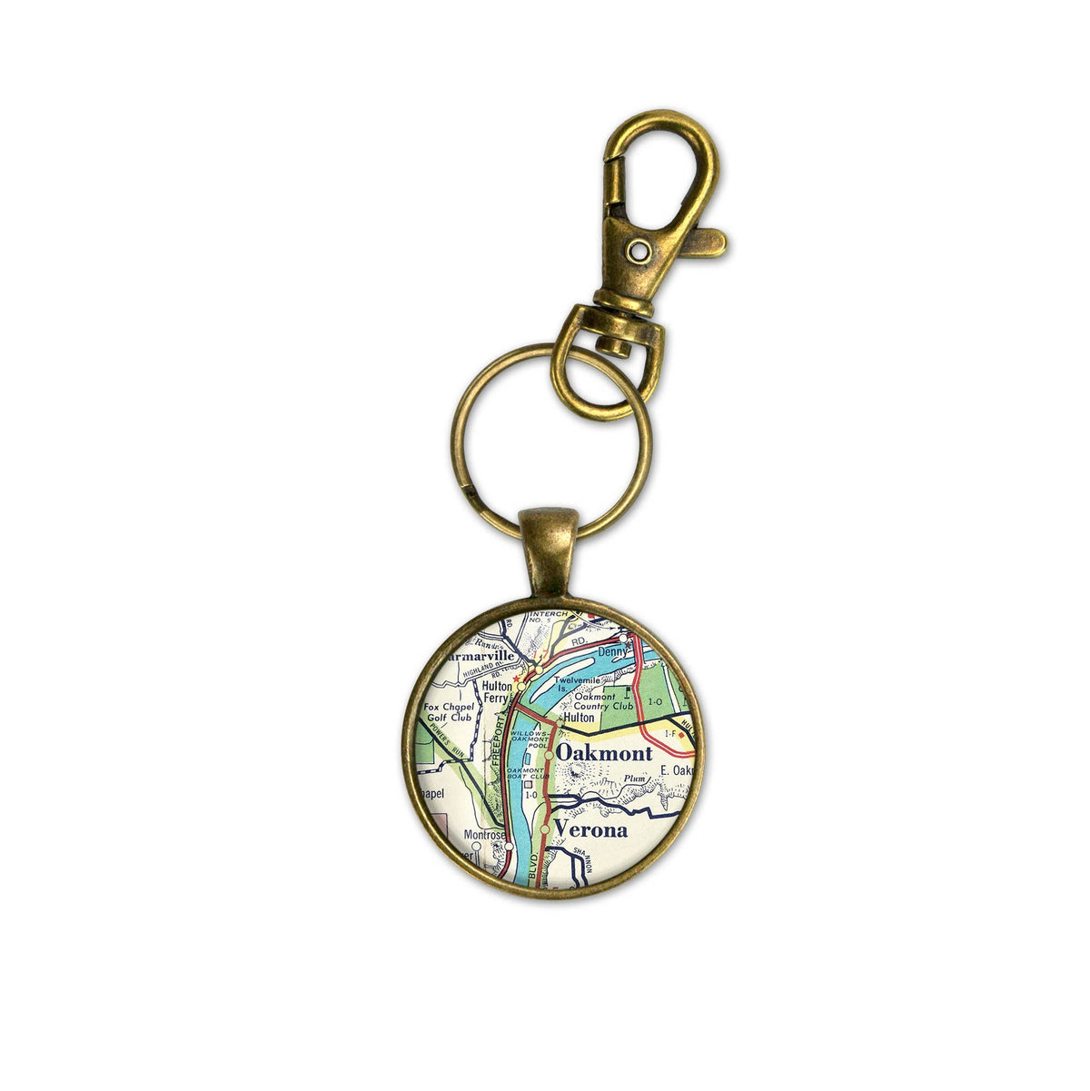 Oakmont Pennsylvania vintage map keychain