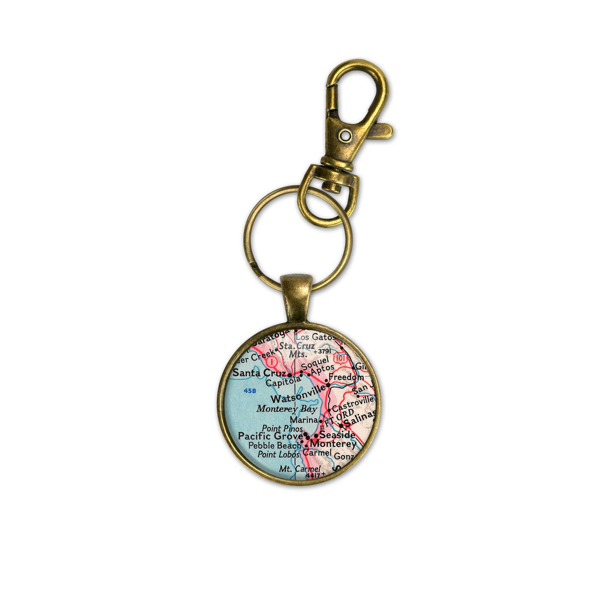 Monterey Bay California vintage map keychain