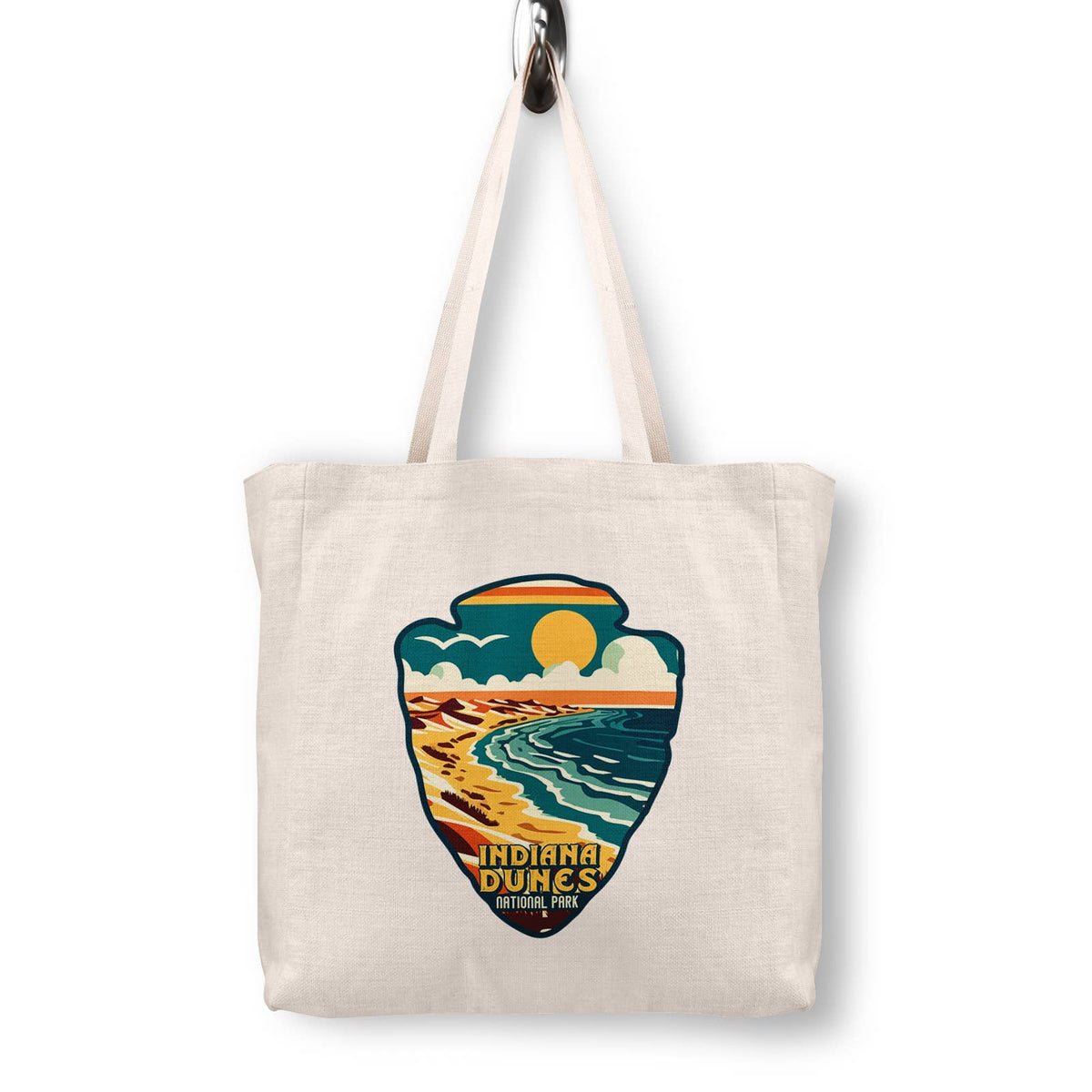 Retro Indiana Dunes National Park Canvas Tote Bag