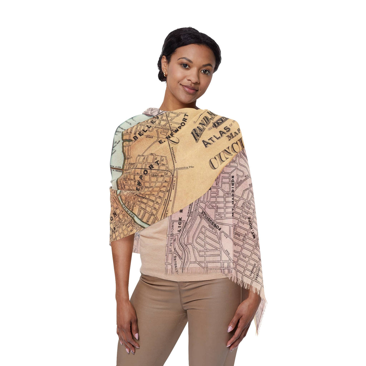 Cincinnati Ohio Map Travel Scarf