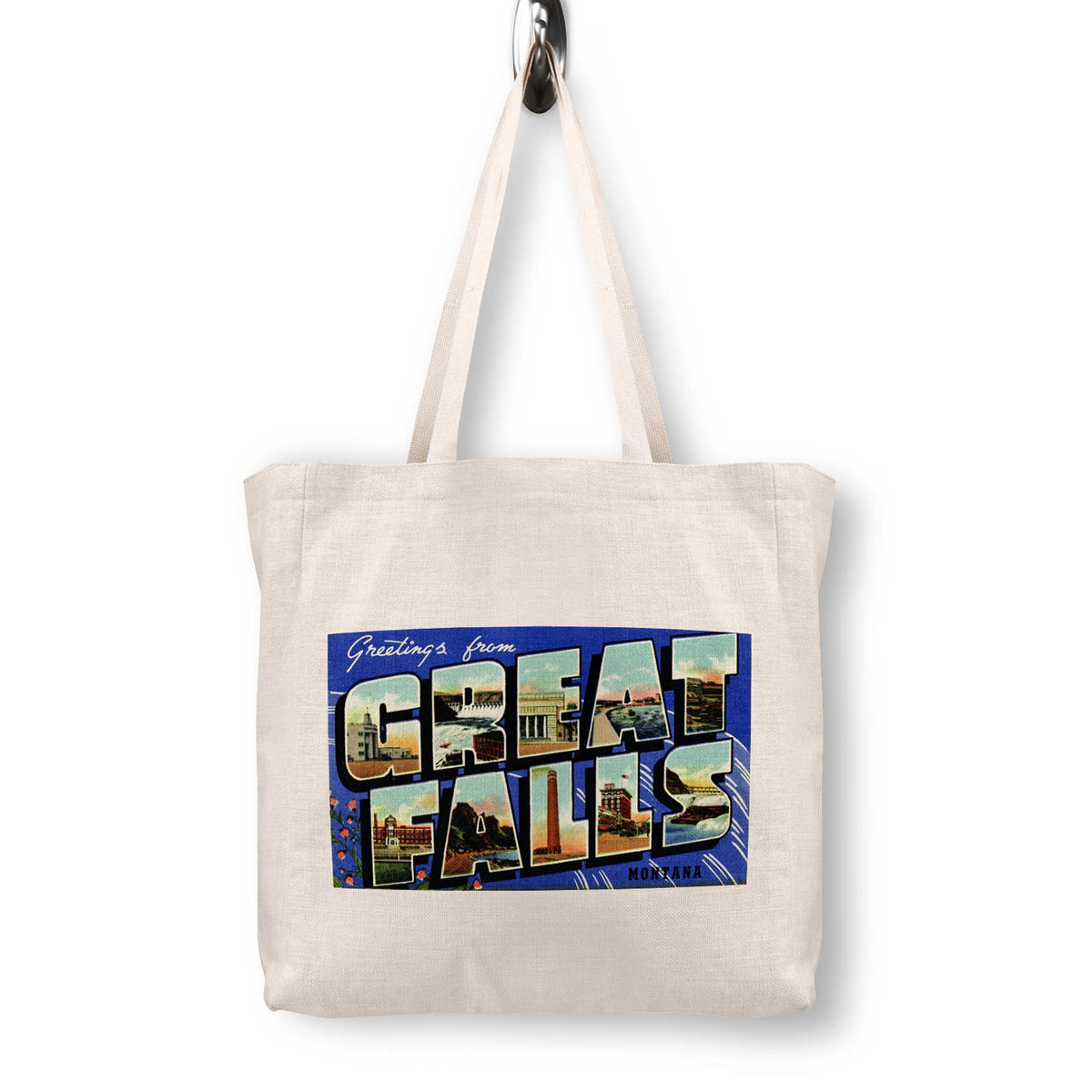 Great Falls Montana Vintage Postcard Canvas Tote Bag