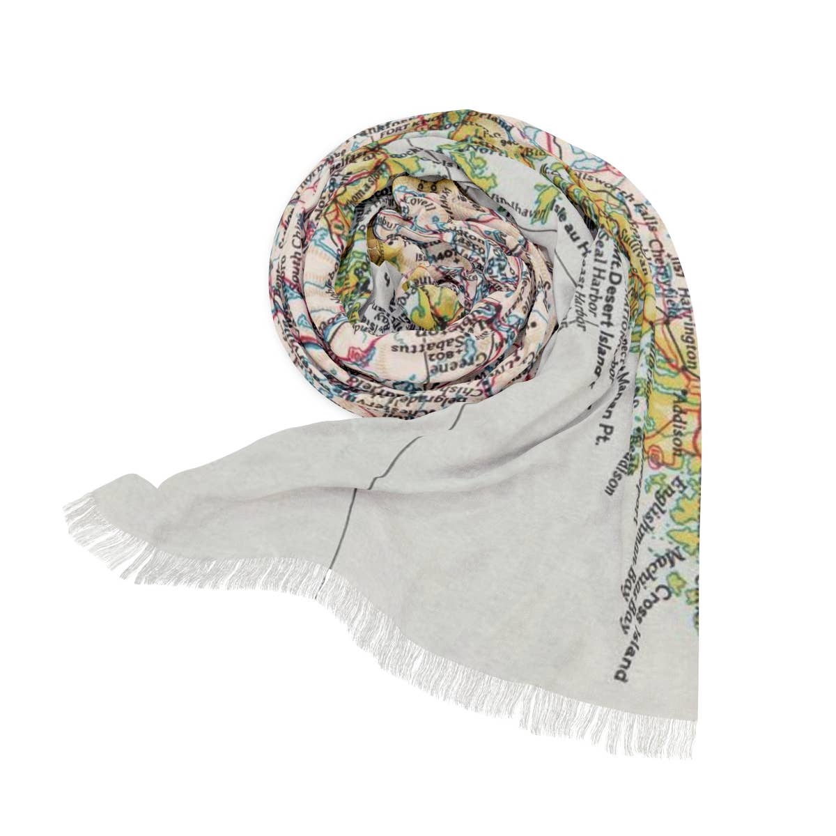 Maine Coast Map Travel Scarf