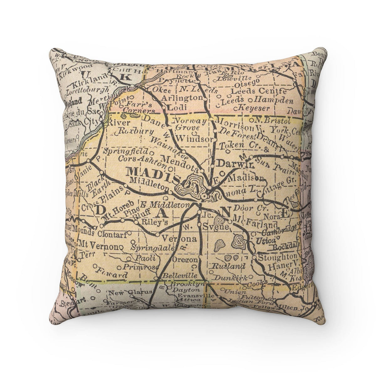 Madison Wisconsin vintage map throw pillow