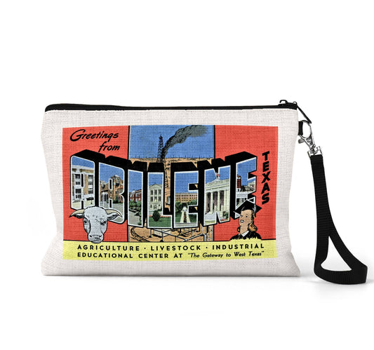 Abilene Texas vintage postcard wristlet travel pouch