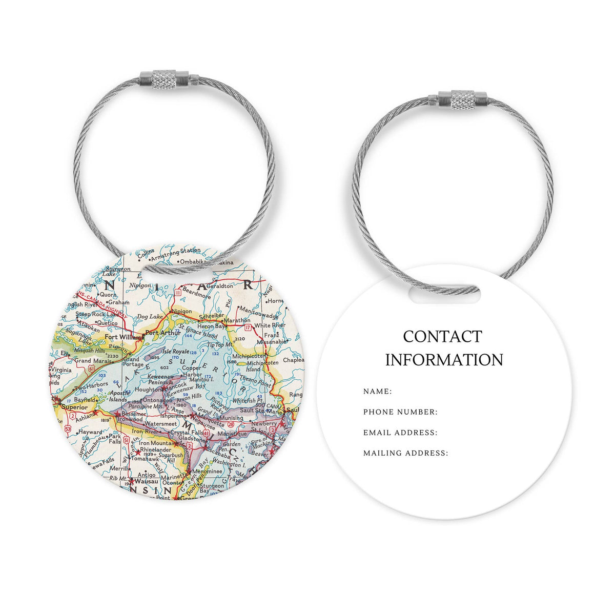 Lake Superior Map Luggage Tag