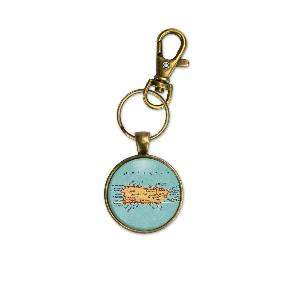 Puerto Rico vintage map keychain