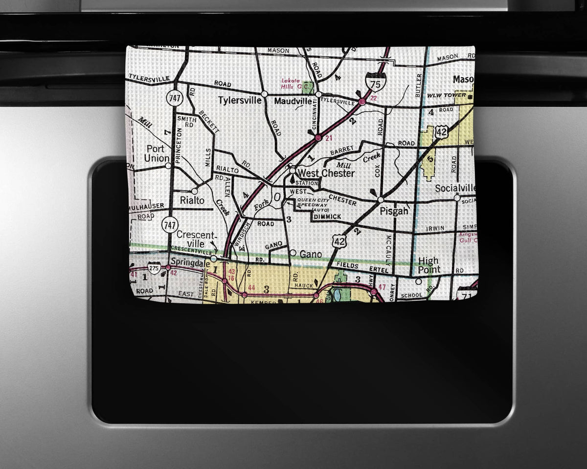 West Chester Ohio map tea towel