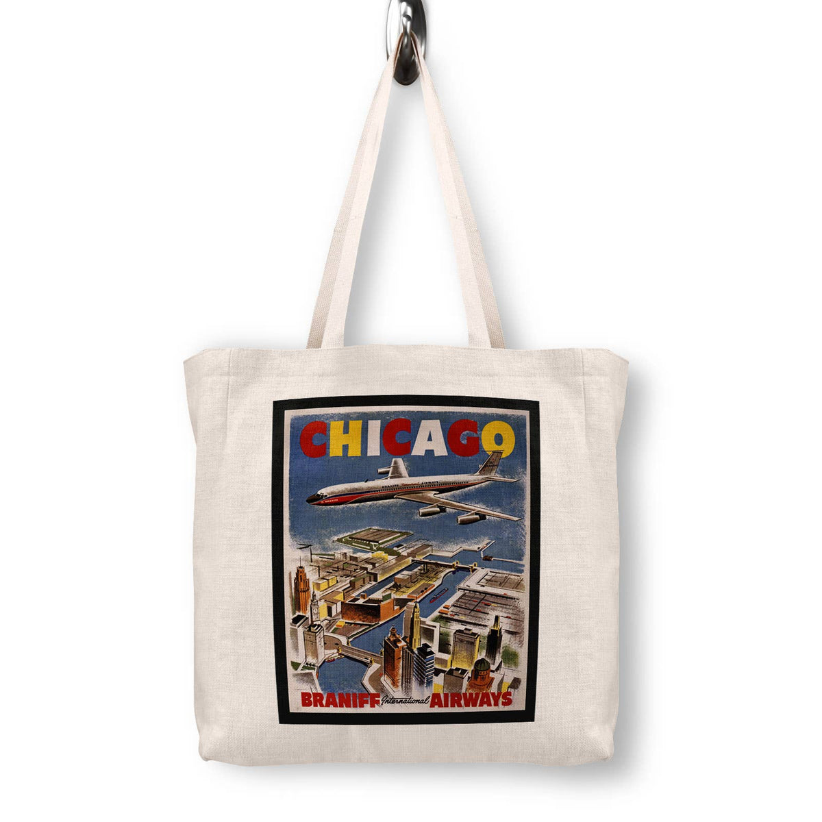 Chicago Illinois Vintage Travel Poster Canvas Tote Bag
