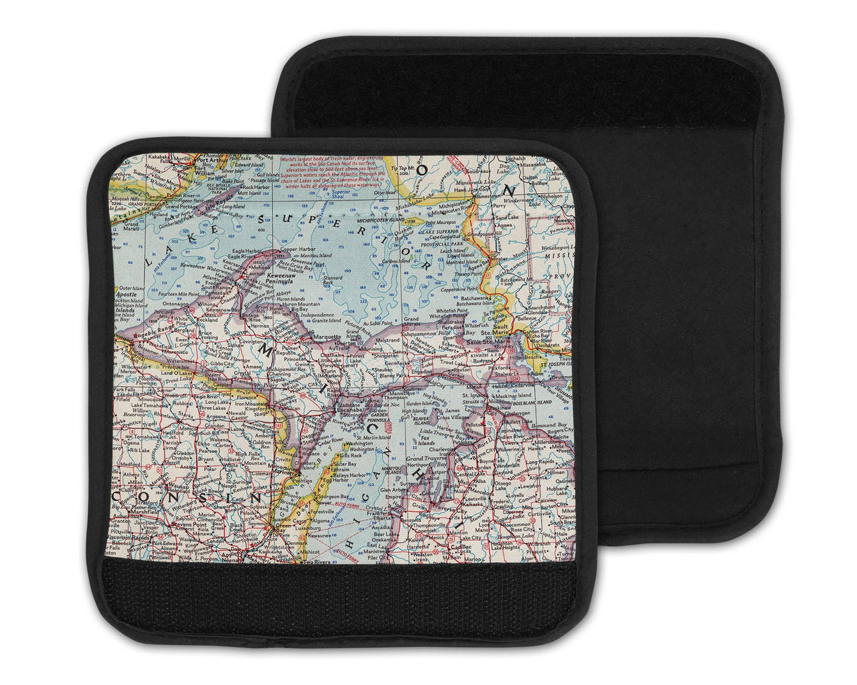 Upper Peninsula Michigan Map Suitcase Spotter Luggage Handle Wrap