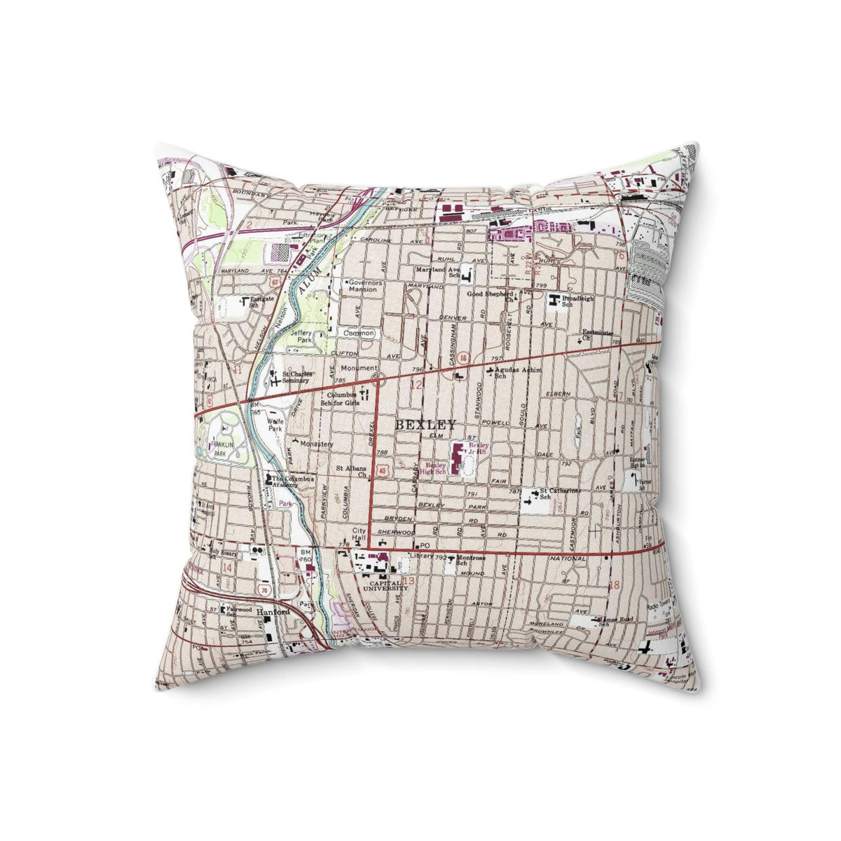 Bexley Columbus Ohio vintage map throw pillow