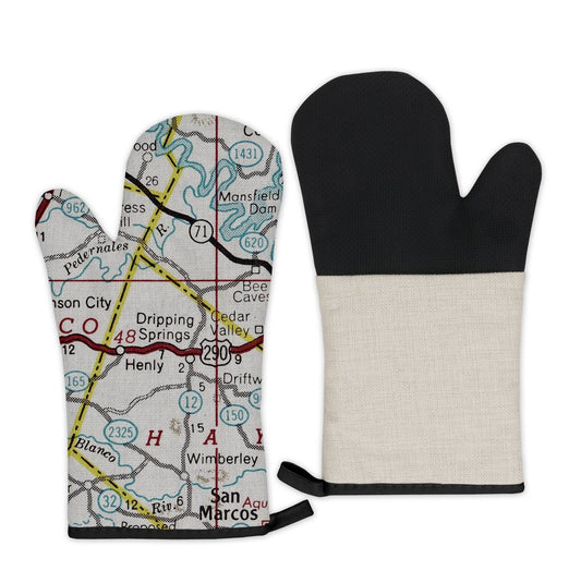 Dripping Springs Texas vintage map oven mitt