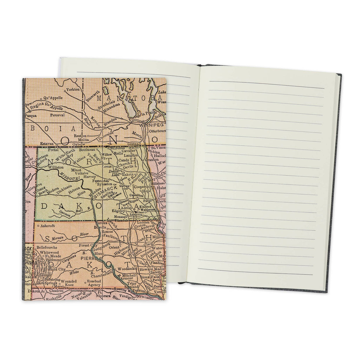 North Dakota Vintage Map Travel Journal