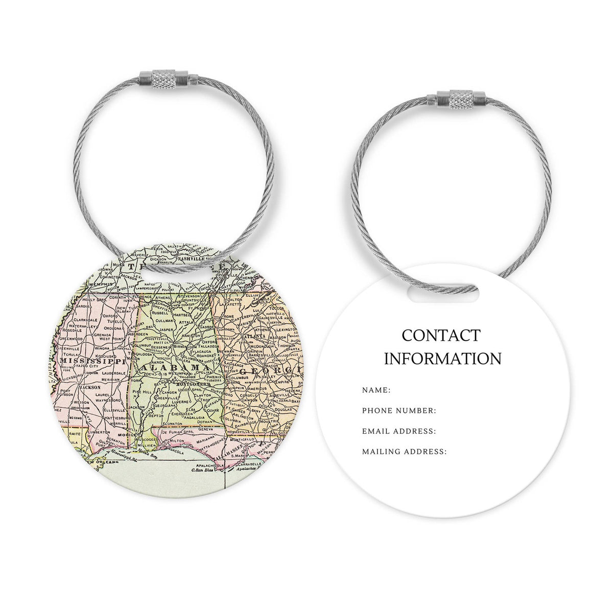 Alabama Map Luggage Tag