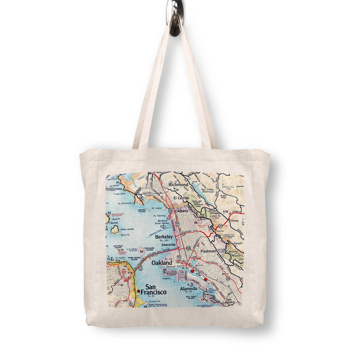 Berkeley California Vintage Map Canvas Tote Bag