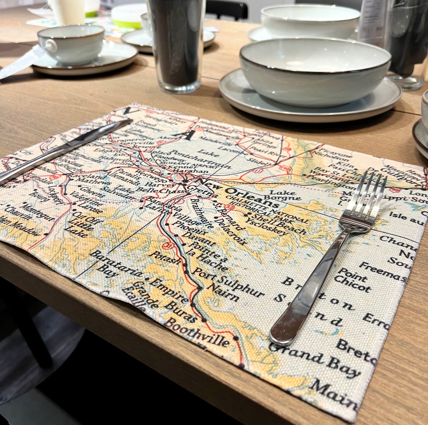 Custom Map Placemat Set | Personalized Location Placemats | Made to Order