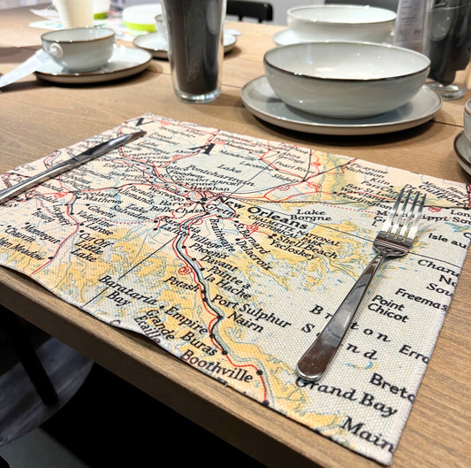 Custom Map Placemat Set | Personalized Location Placemats | Made to Order