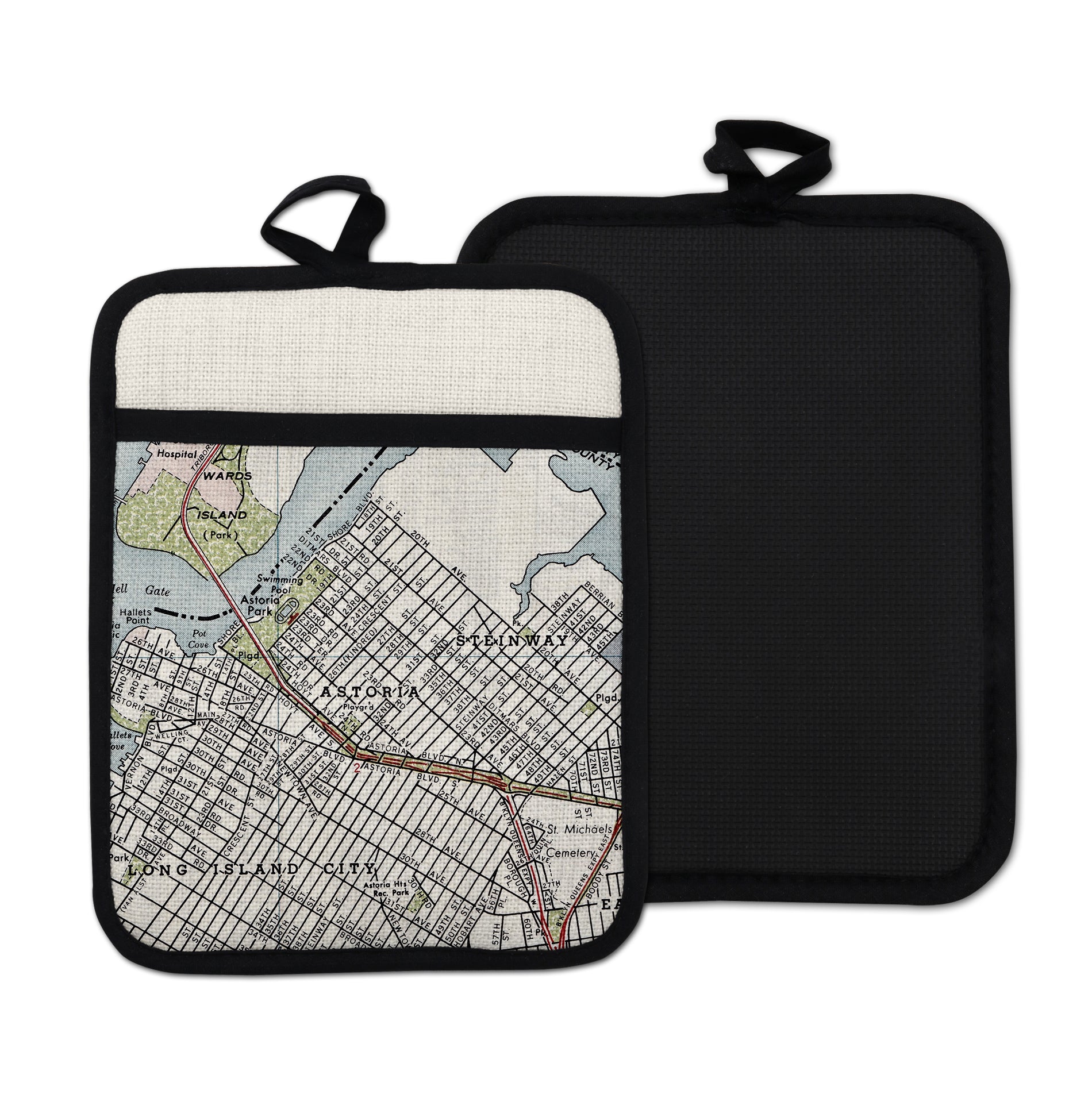 Astoria Queens New York vintage map hot pad kitchen decor