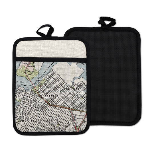 Astoria Queens New York vintage map hot pad kitchen decor