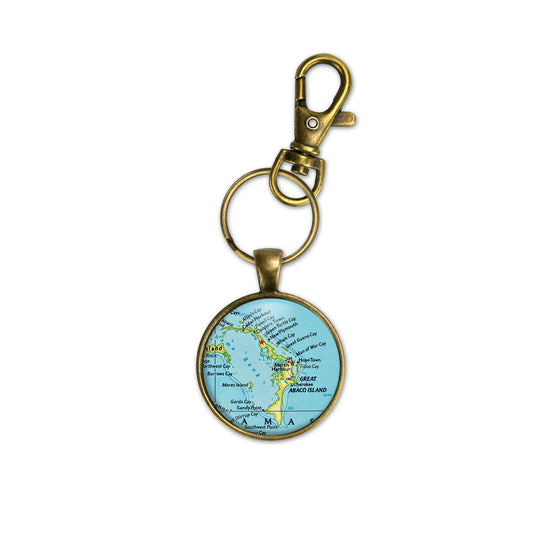Abaco Island Bahamas Map Keychain Gift • Travel Keepsake • Vintage Map Keyring