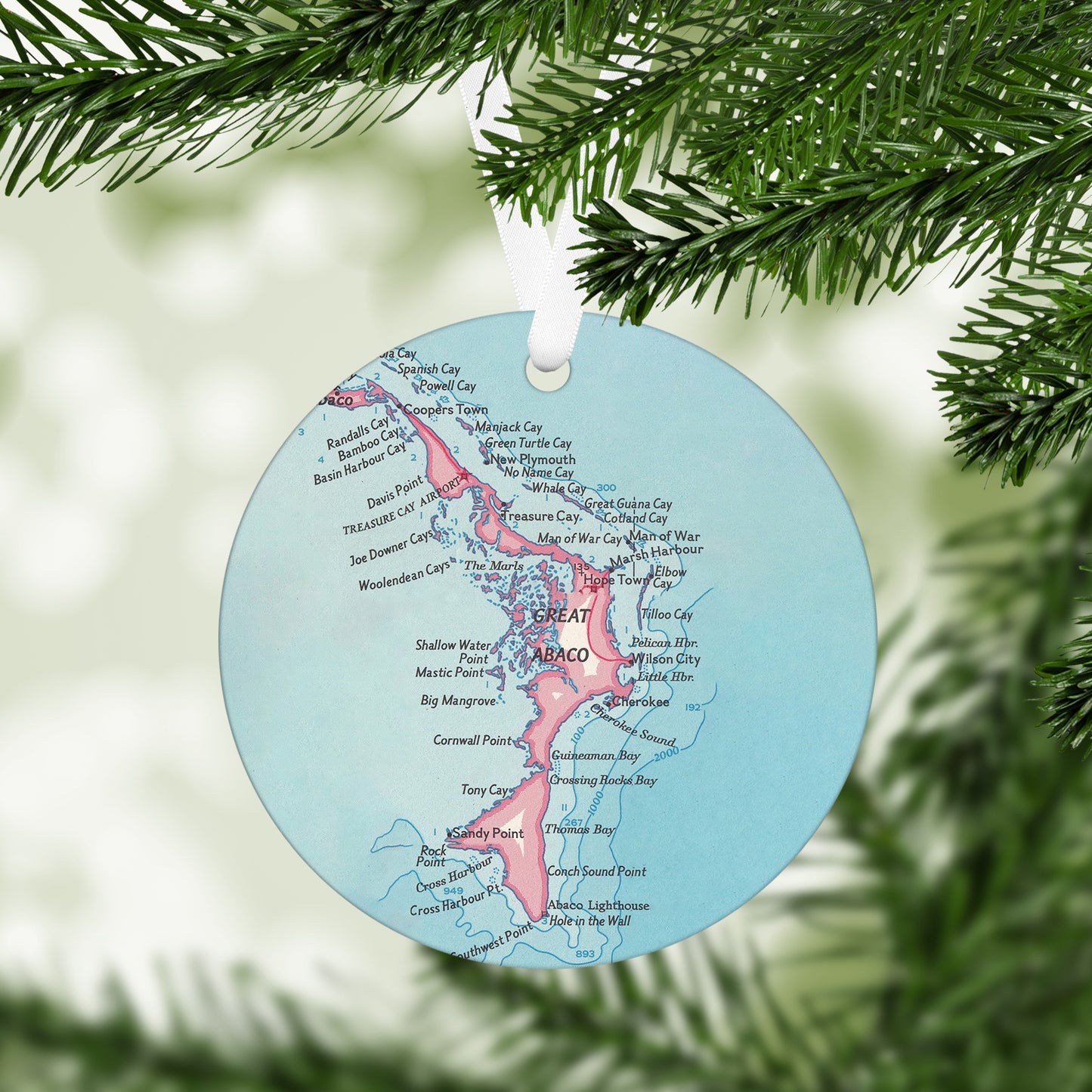Abaco Island Bahamas Vintage Map Ornament