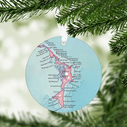 Abaco Island Bahamas Vintage Map Ornament