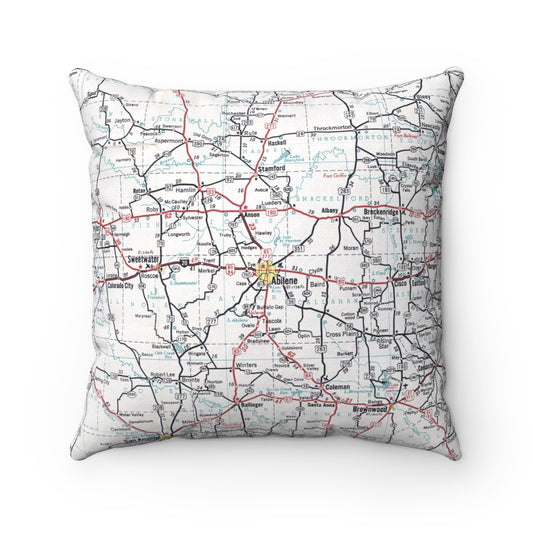 Abilene Texas vintage map throw pillow front view